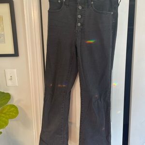 Madewell Button Front Cali-Demi Boot Jeans in washed black